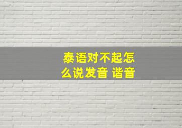 泰语对不起怎么说发音 谐音